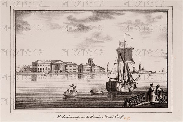 The Academy of Sciences (Series Views of Saint Petersburg), 1820s. Artist: Pluchart, Alexander (1777-1827)