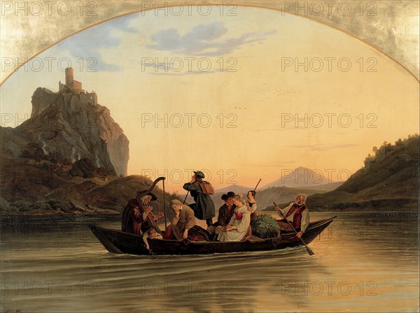 Crossing at Schreckenstein, 1837. Artist: Richter, Adrian Ludwig (1803-1884)