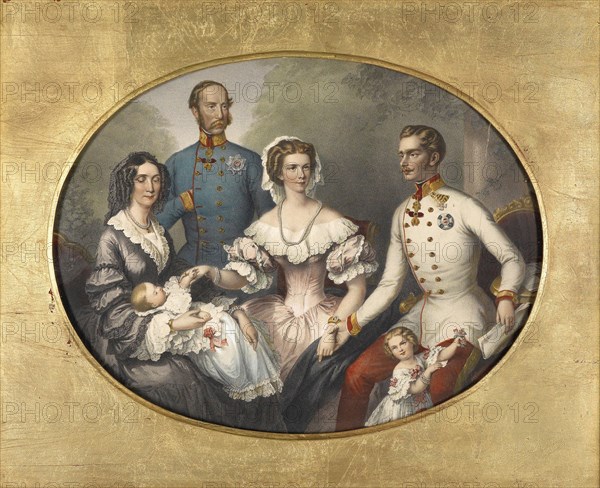 The Emperor Family of Austria, 1856. Artist: Bayer, Joseph (1820-1879)