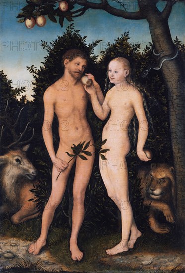 Adam and Eve in paradise (The Fall), 1531. Artist: Cranach, Lucas, the Elder (1472-1553)