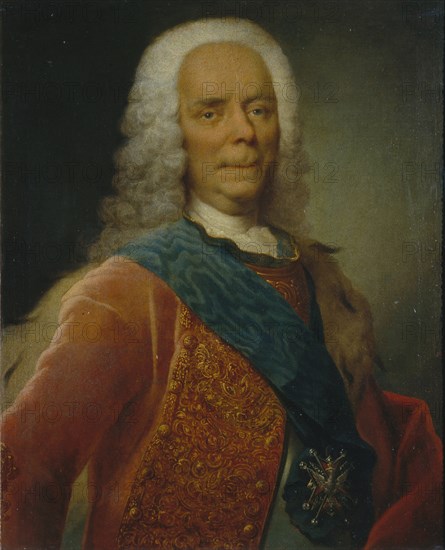 Portrait of Prince Vasili Vladimirovich Dolgorukov (1667-1746), before 1746. Artist: Grooth, Georg-Christoph (1716-1749)