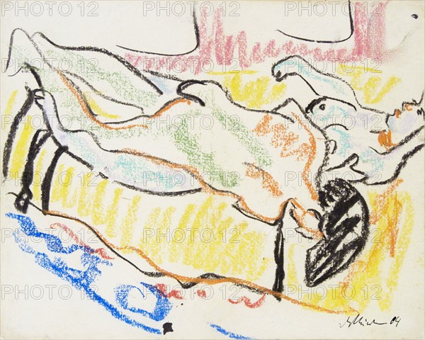 Love couple in studio (Two Nudes), 1908-1909. Artist: Kirchner, Ernst Ludwig (1880-1938)