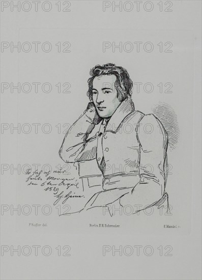 Portrait of the poet Heinrich Heine (1797-1856) After Franz Kugler from 1829, 1854. Artist: Mandel, Eduard (1810-1882)
