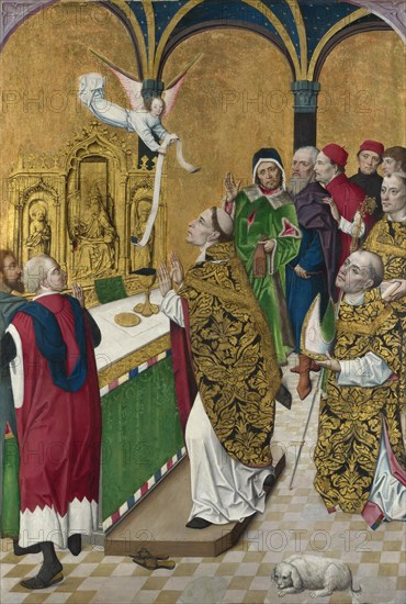 The Mass of Saint Hubert. Shutter from the Werden Altarpiece, ca 1485. Artist: Master of the Life of the Virgin, (Workshop) (active 1463-1490)