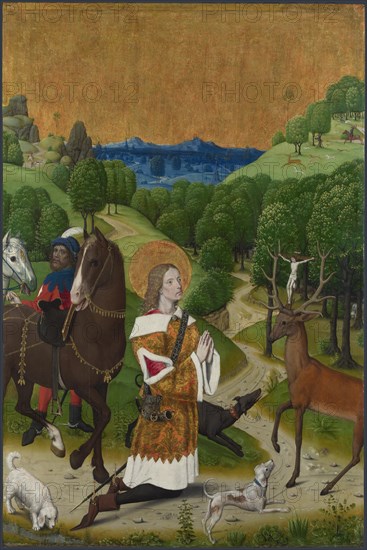 The Conversion of Saint Hubert. Shutter from the Werden Altarpiece, ca 1485. Artist: Master of the Life of the Virgin, (Workshop) (active 1463-1490)