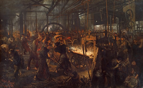 The Iron Rolling Mill (Modern Cyclopes), 1873-1875. Artist: Menzel, Adolph Friedrich, von (1815-1905)