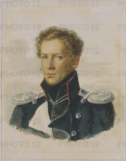Sergey Lanskoy (1789-1832), Officer of the Chevalier Guard, 1829. Artist: Rockstuhl, Alois Gustav (1798-1877)