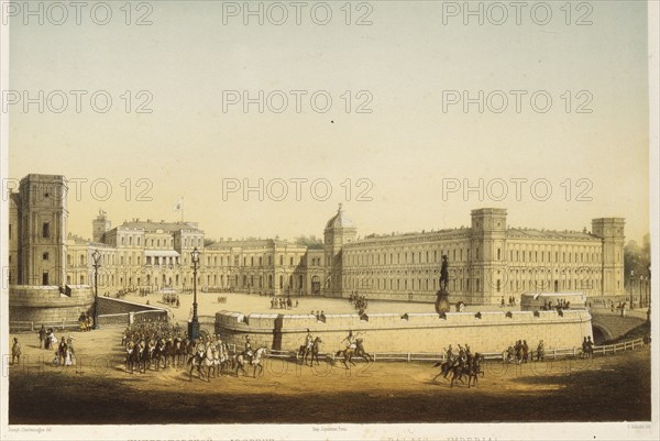View of the Main Gatchina palace, Mid of the 19th cen.. Artist: Schulz, Carl (1823-1876)