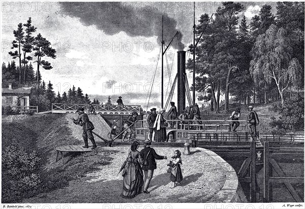 View of the Juustila Lock in Finland, 1873. Artist: Weger, August (1823-1892)