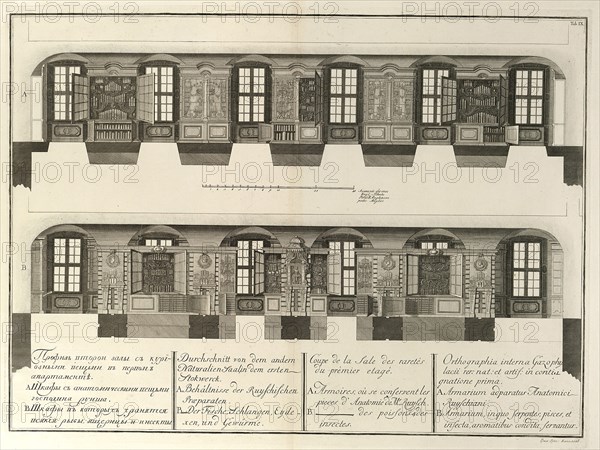 Kunstkammer (From: The building of the Imperial Academy of Sciences), 1741. Artist: Wortmann, Christian Albrecht (1680-1760)