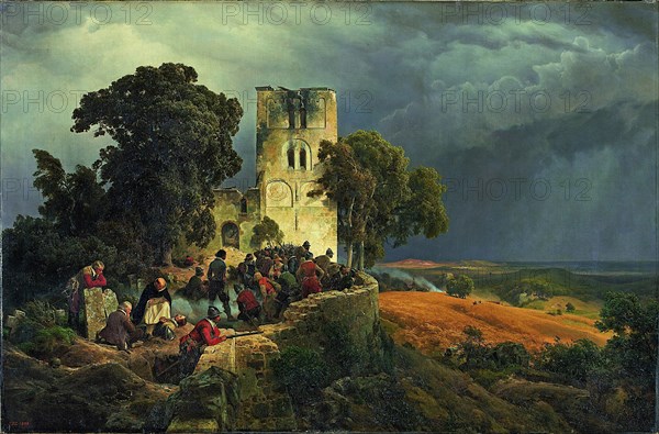 The Siege (Defense of a Church Courtyard During the Thirty Years? War), 1848. Artist: Lessing, Carl Friedrich (1808-1880)