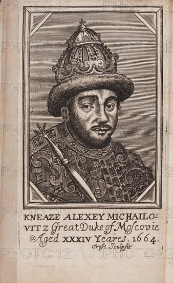 Portrait of the Tsar Alexis I Mikhailovich of Russia (1629-1676) From: The Present State of Russia by Samuel Collins, 1664. Artist: Anonymous