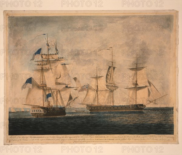 HMS Shannon captures USS Chesapeake, 1 June 1813, 1813. Artist: Dodd, Robert (1748-1815)