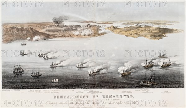 Bombardment of Bomarsund, 1854. Artist: Dolby, Edwin Thomas (active 1849-1865)