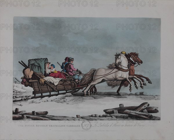The Winter Russian Travelling Carriage, 1810s. Artist: Dubourg, Matthew (active 1786-1838)