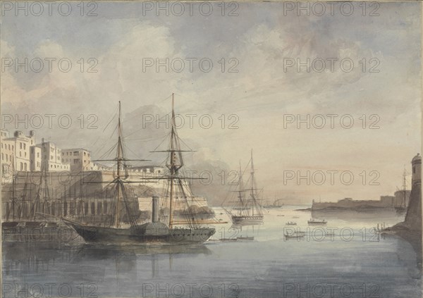 View at Malta, ca. 1849. Artist: Dyce, Charles Andrew (1816-1853)