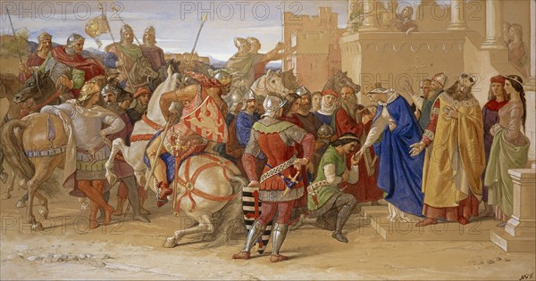 The Knights of the Round Table about to Depart in Quest of the Holy Grail, 1849. Artist: Dyce, William (1806-1864)