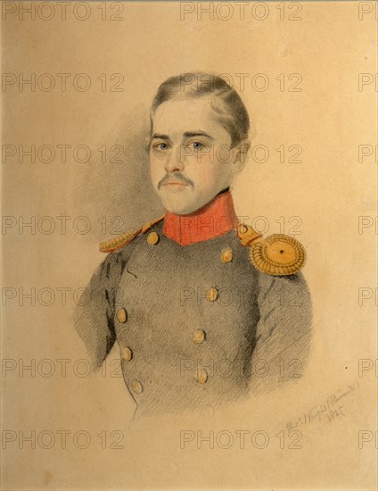 Portrait of an Officer fom the Rehbinder Family (Nikolai Rehbinder?), 1845. Artist: Wright, Thomas (1792-1849)