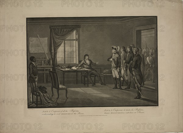 Emperor Paul I condescending to visit Kosciusko in the prison. Artist: Gaugain, Thomas (1756-1810)