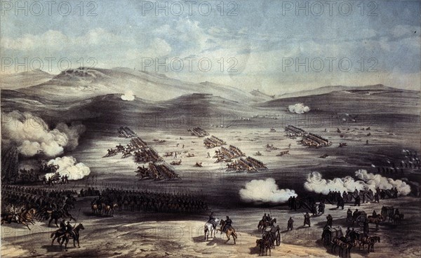 The Battle of Balaclava on October 25, 1854. The Charge of the Light Brigade. Artist: Simpson, William (1832-1898)