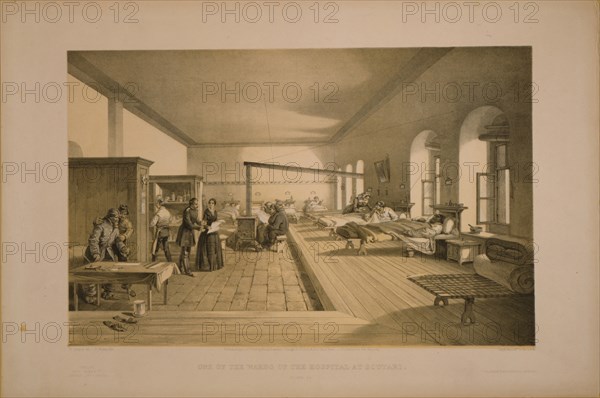 One of the wards of the hospital at Scutari, 1855. Artist: Simpson, William (1832-1898)