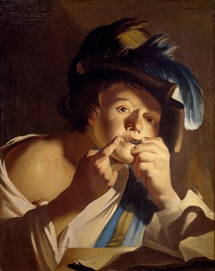 Young man with jew's harp, 1621. Artist: Baburen, Dirck (Theodor), van (1595-1624)