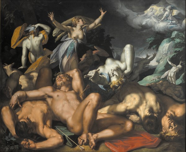 Apollo and Diana Punishing Niobe by Killing her Children, 1591. Artist: Bloemaert, Abraham (1566-1651)