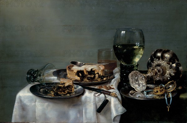 Breakfast Table with Blackberry Pie, 1631. Artist: Heda, Willem Claesz (1594-1680)