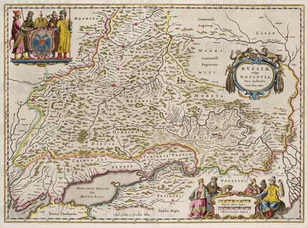 Southern Russia Map (From: Partes Septentrionalis et Orientalis), 1664. Artist: Massa, Isaac Abrahamsz. (1586-1643)