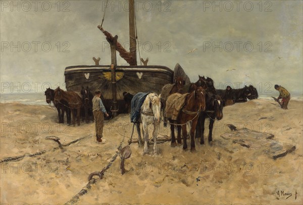 Fishing boat on the beach, 1882. Artist: Mauve, Anton (1838-1888)