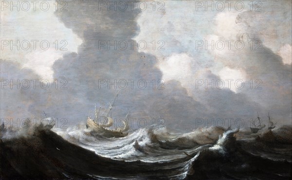 Four Vessels Running Before a Gale, 1630. Artist: Mulier, Pieter, the Elder (ca 1610-1659)