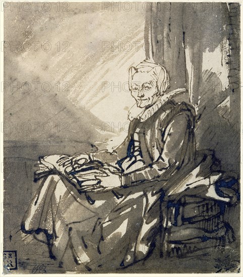 Woman with an Open Book on her Lap, ca 1639. Artist: Rembrandt van Rhijn (1606-1669)