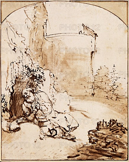 The Prophet Jonah before the Walls of Nineveh, ca 1651. Artist: Rembrandt van Rhijn (1606-1669)