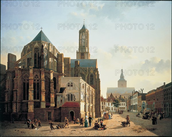 View of the choir and tower of Utrecht Cathedral, c. 1829. Artist: Verheyen, Jan Hendrik (1778-1846)