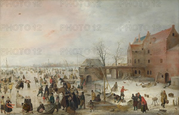 A Scene on the Ice near a Town, c. 1615. Artist: Avercamp, Hendrick (1585-1634)