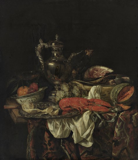 Still life with a silver pitcher, 1660s. Artist: Beijeren, Abraham Hendricksz, van (1620/21-1690)