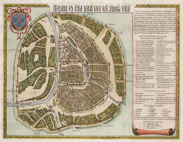 The Moscow Kremlin Map of the 16th century (Castellum Urbis Moskvae), 1662. Artist: Blaeu, Willem Janszoon (1571-1638)