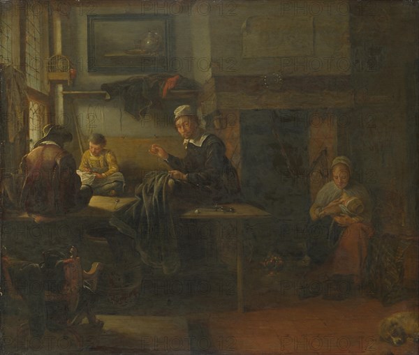 Interior of a Tailor's Shop, c. 1660. Artist: Brekelenkam, Quiringh van (ca 1622-ca 1669)