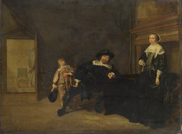 Portrait of a Man, a Woman and a Boy in a Room, 1640. Artist: Codde, Pieter (1599-1678)