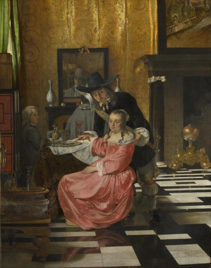 An Interior, with a Woman refusing a Glass of Wine, c. 1660. Artist: Dutch master