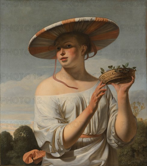 Girl with a Large Hat, 1645-1648. Artist: Everdingen, Caesar Boëtius van (1616-1678)