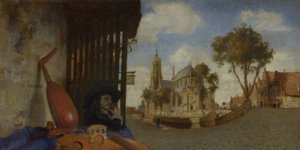 A View of Delft, with a Musical Instrument Seller's Stall, 1652. Artist: Fabritius, Carel (1622-1654)