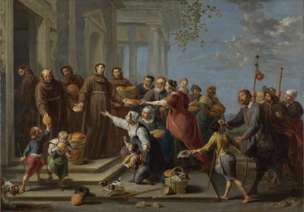 Saint Anthony of Padua distributing Bread, ca 1662. Artist: Herp, Willem van, the Elder (c. 1614-1677)