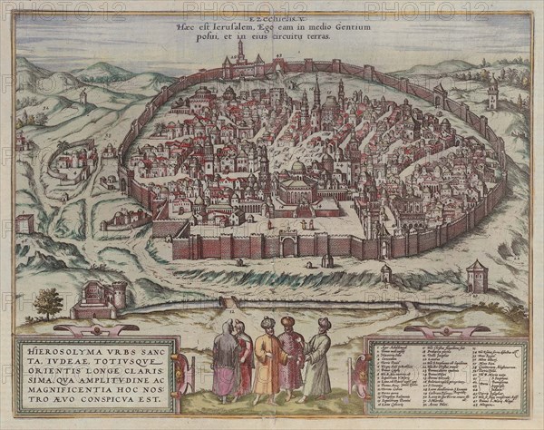 The Jerusalem Map (From: Jansson, Jan. Illustriorum Hispaniae urbium tabulae, Amsterdam, 1657), 1657. Artist: Hogenberg, Frans (1535-1590)