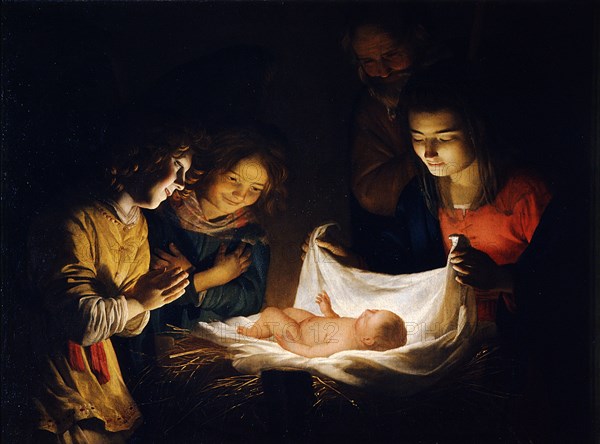 The Adoration of the Christ Child, c. 1620. Artist: Honthorst, Gerrit, van (1590-1656)