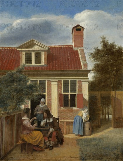 A company in the courtyard behind a house, 1663-1665. Artist: Hooch, Pieter, de (1629-1684)