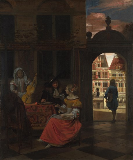 A Musical Party in a Courtyard, 1677. Artist: Hooch, Pieter, de (1629-1684)