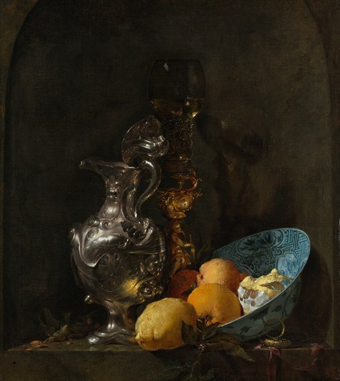 Still Life with Silver Jug, c. 1655-1656. Artist: Kalf, Willem (1619-1693)