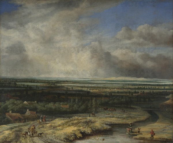 An Extensive Landscape with a Hawking Party, c. 1670. Artist: Koninck, Philips de (1619-1688)