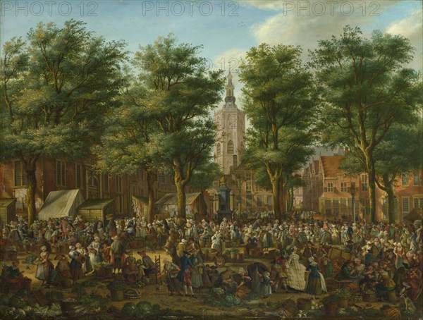 The Grote Markt at The Hague, 1760. Artist: La Fargue, Paulus Constantijn (1729-1782)